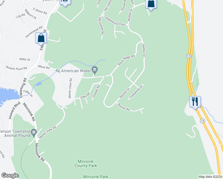 map of restaurants, bars, coffee shops, grocery stores, and more near 718 Skyline Drive in Jefferson