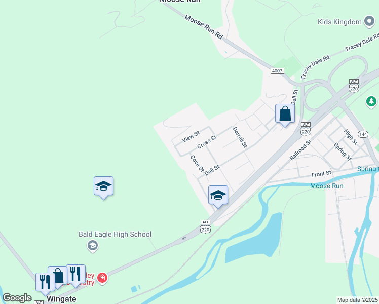 map of restaurants, bars, coffee shops, grocery stores, and more near 202 Cross Street in Bellefonte