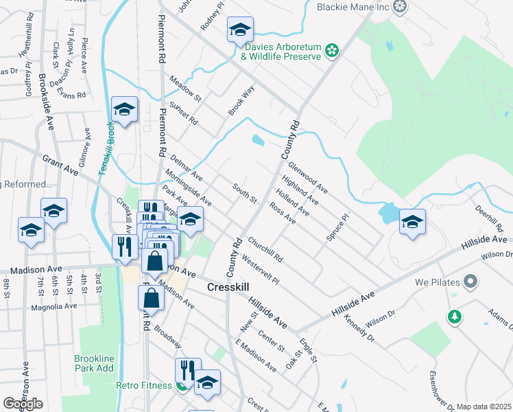 map of restaurants, bars, coffee shops, grocery stores, and more near 287 County Road in Cresskill