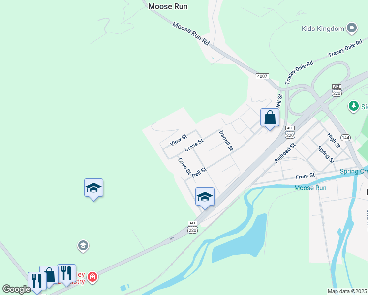 map of restaurants, bars, coffee shops, grocery stores, and more near 202 Cross Street in Bellefonte