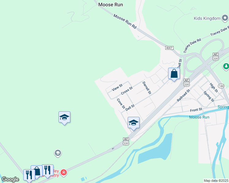 map of restaurants, bars, coffee shops, grocery stores, and more near 105 View Street in Bellefonte