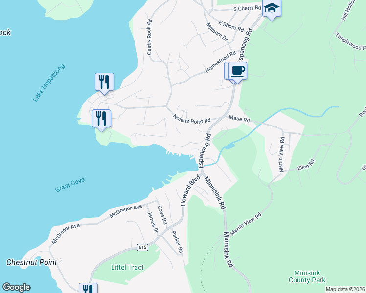 map of restaurants, bars, coffee shops, grocery stores, and more near 10 Stonehenge Road in Jefferson