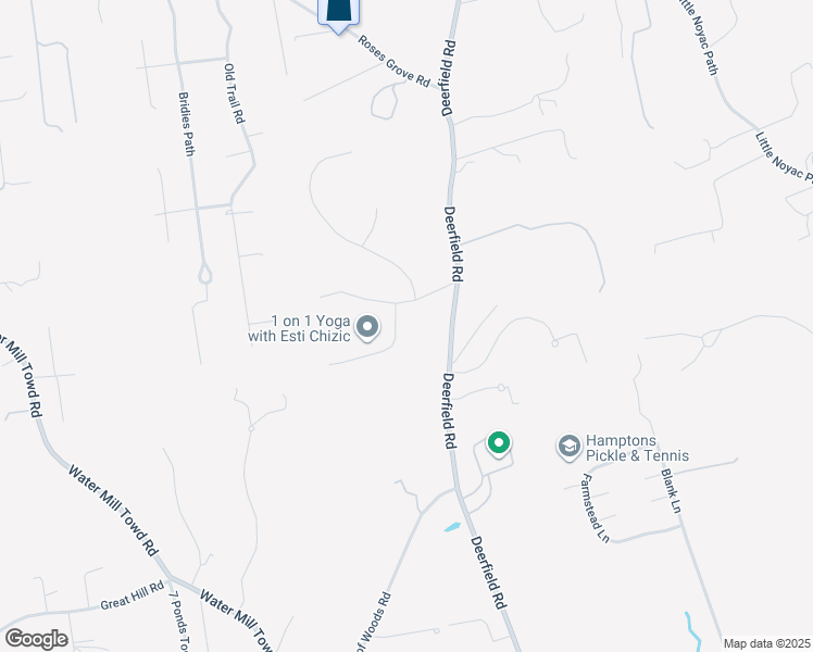 map of restaurants, bars, coffee shops, grocery stores, and more near 12 Bob White Drive in Water Mill