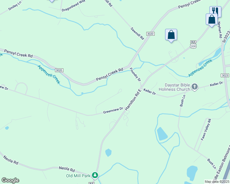 map of restaurants, bars, coffee shops, grocery stores, and more near 147 Sandhill Terrace in Stroudsburg