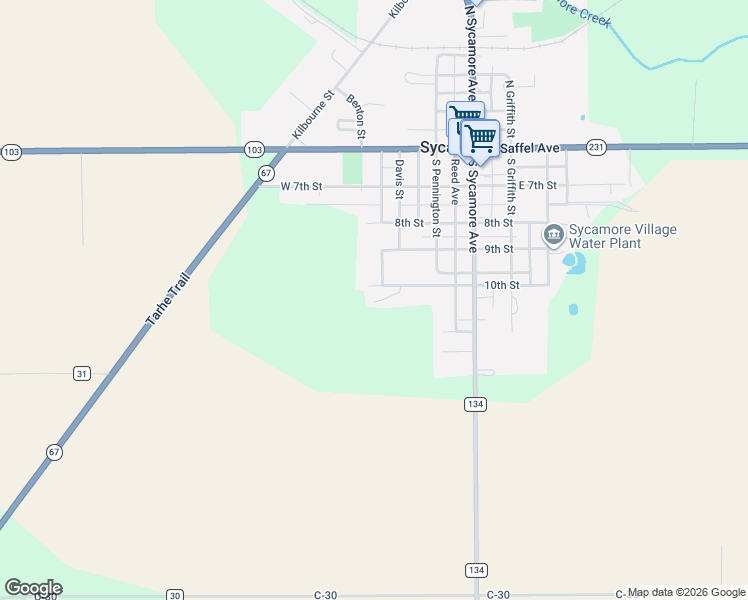 map of restaurants, bars, coffee shops, grocery stores, and more near 308 West 10th Street in Sycamore