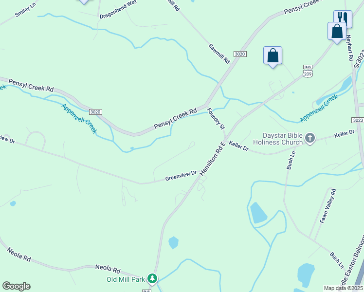 map of restaurants, bars, coffee shops, grocery stores, and more near 147 Sandhill Terrace in Stroudsburg