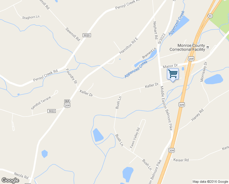 map of restaurants, bars, coffee shops, grocery stores, and more near 330 Keller Drive in Stroudsburg