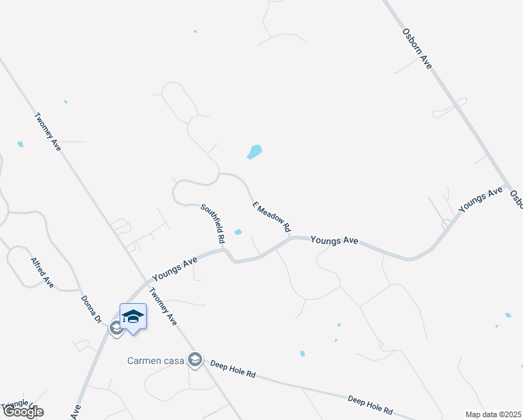 map of restaurants, bars, coffee shops, grocery stores, and more near 171 East Meadow Road in Calverton