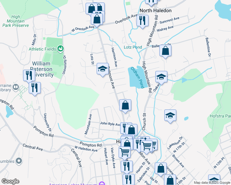 map of restaurants, bars, coffee shops, grocery stores, and more near 668 Passaic County 675 in North Haledon