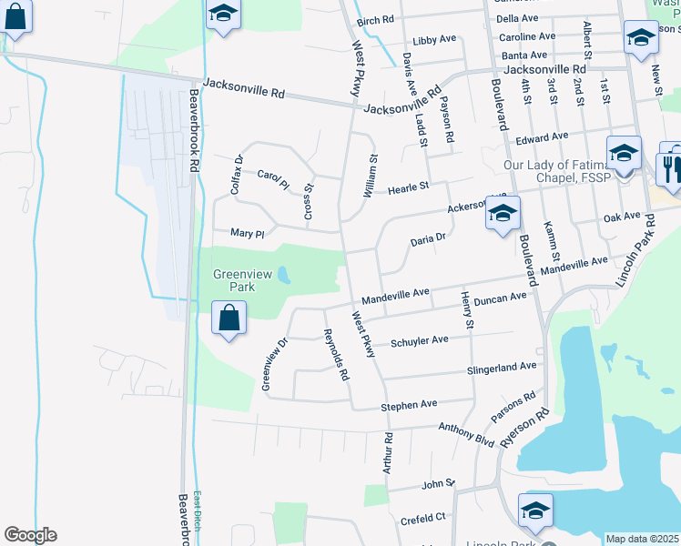 map of restaurants, bars, coffee shops, grocery stores, and more near 27 West Parkway in Pequannock Township
