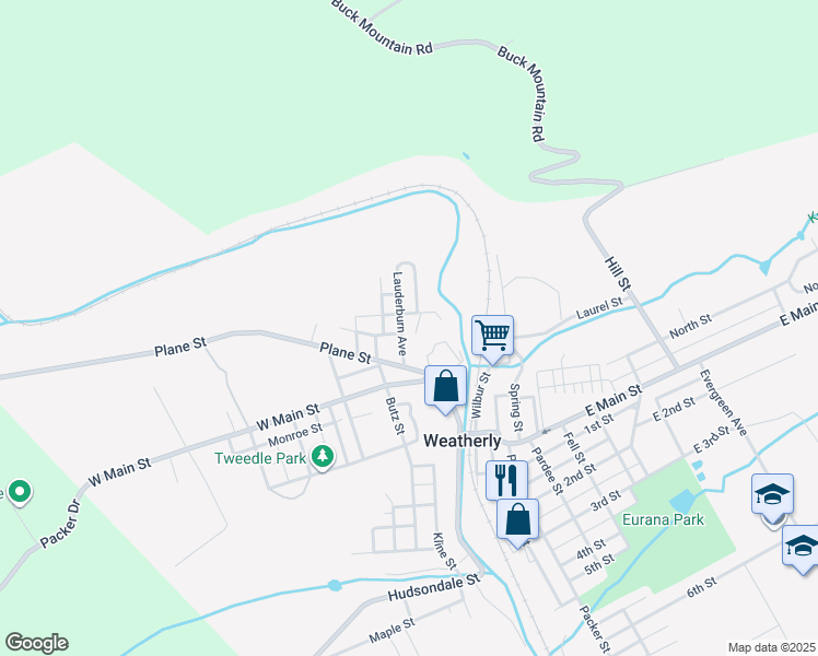map of restaurants, bars, coffee shops, grocery stores, and more near 159 Lauderburn Avenue in Weatherly