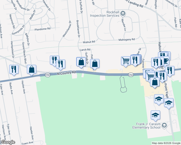 map of restaurants, bars, coffee shops, grocery stores, and more near 4 Patchogue Road in Sound Beach