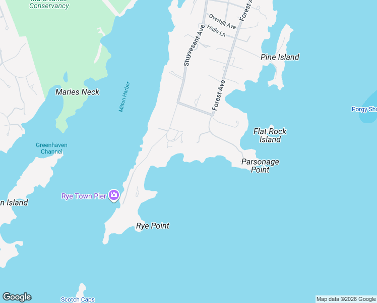 map of restaurants, bars, coffee shops, grocery stores, and more near 8 Parsonage Point in Rye