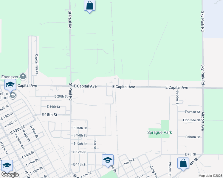 map of restaurants, bars, coffee shops, grocery stores, and more near 1027 East Capital Avenue in Grand Island