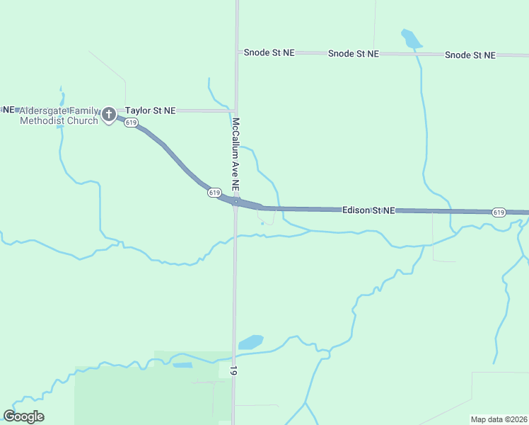 map of restaurants, bars, coffee shops, grocery stores, and more near 11920 Edison Street Northeast in Alliance