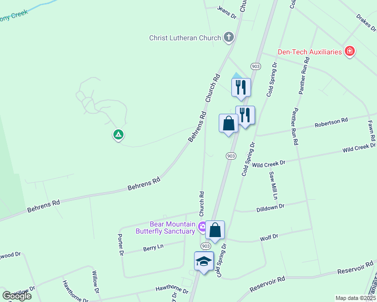 map of restaurants, bars, coffee shops, grocery stores, and more near 694 Behrens Road in Jim Thorpe