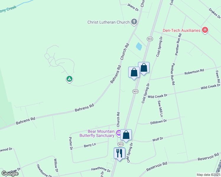 map of restaurants, bars, coffee shops, grocery stores, and more near 694 Behrens Rd in Jim Thorpe