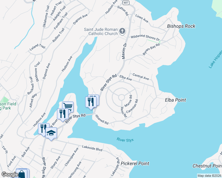 map of restaurants, bars, coffee shops, grocery stores, and more near 266 Carentan Rd in Hopatcong