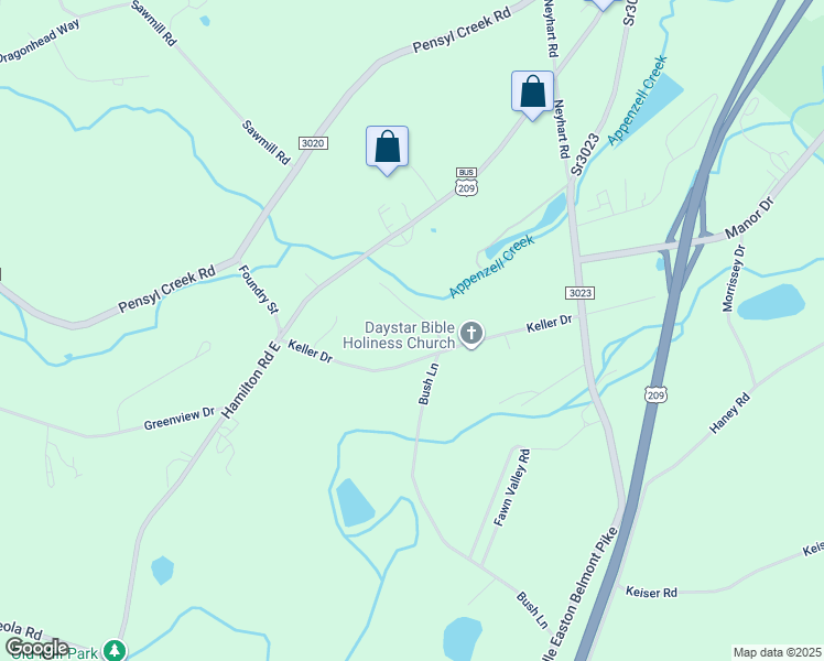 map of restaurants, bars, coffee shops, grocery stores, and more near 102 Marsh Road in Stroudsburg
