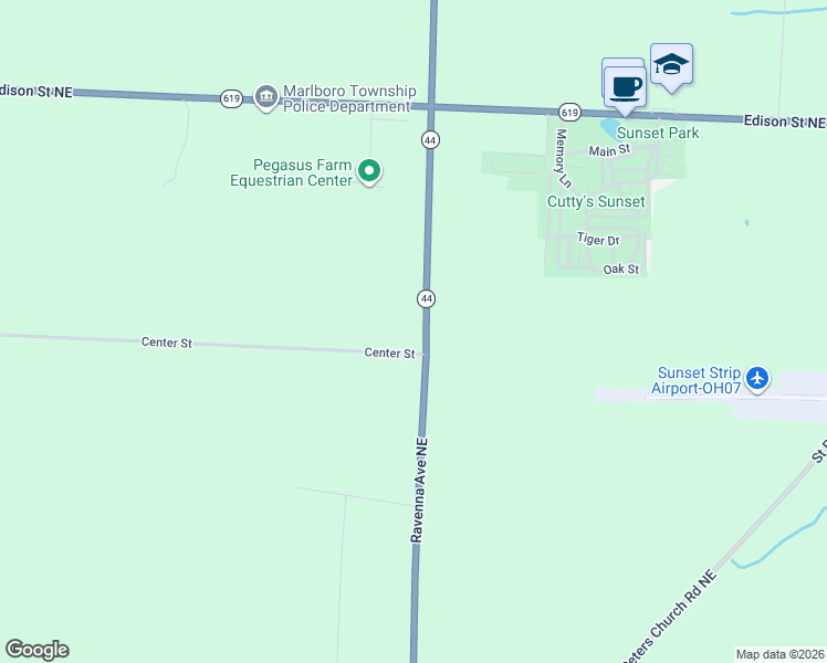 map of restaurants, bars, coffee shops, grocery stores, and more near 7615 Center Street in Louisville