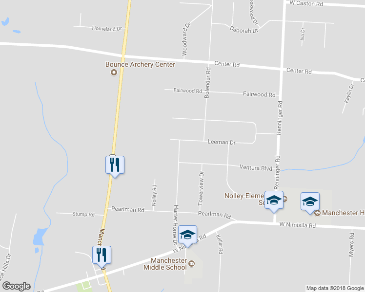 map of restaurants, bars, coffee shops, grocery stores, and more near 772 Leeman Drive in Akron