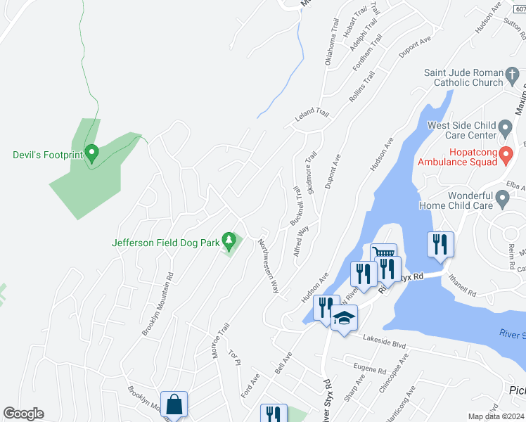 map of restaurants, bars, coffee shops, grocery stores, and more near 7 Divito Trail in Hopatcong
