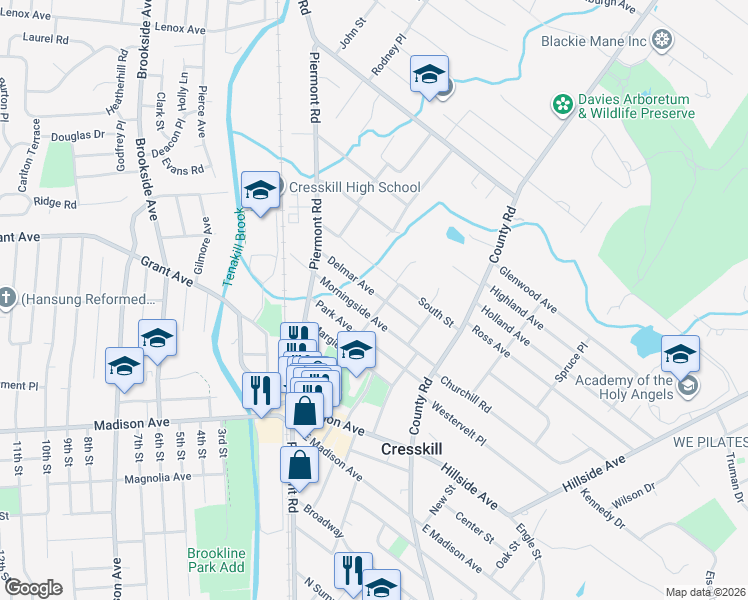 map of restaurants, bars, coffee shops, grocery stores, and more near 70 Delmar Avenue in Cresskill
