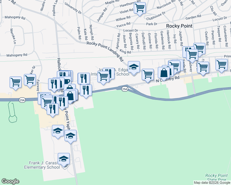 map of restaurants, bars, coffee shops, grocery stores, and more near in Rocky Point