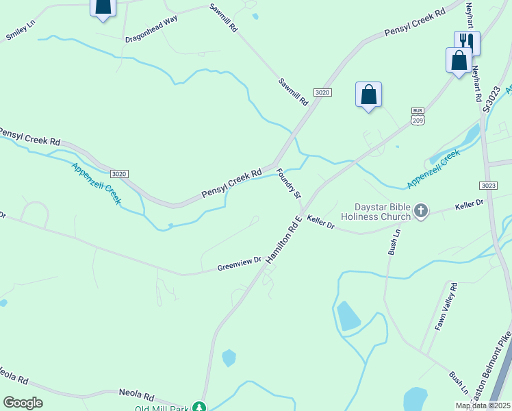 map of restaurants, bars, coffee shops, grocery stores, and more near 159 Sandhill Terrace in Stroudsburg