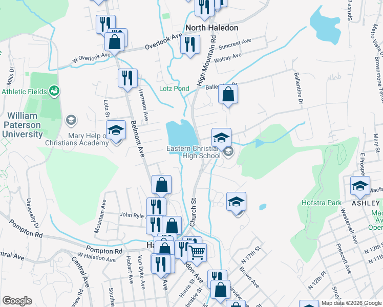 map of restaurants, bars, coffee shops, grocery stores, and more near in Haledon