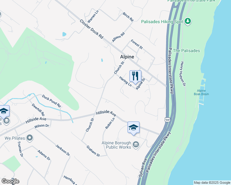 map of restaurants, bars, coffee shops, grocery stores, and more near 16 Ellen's Way in Alpine