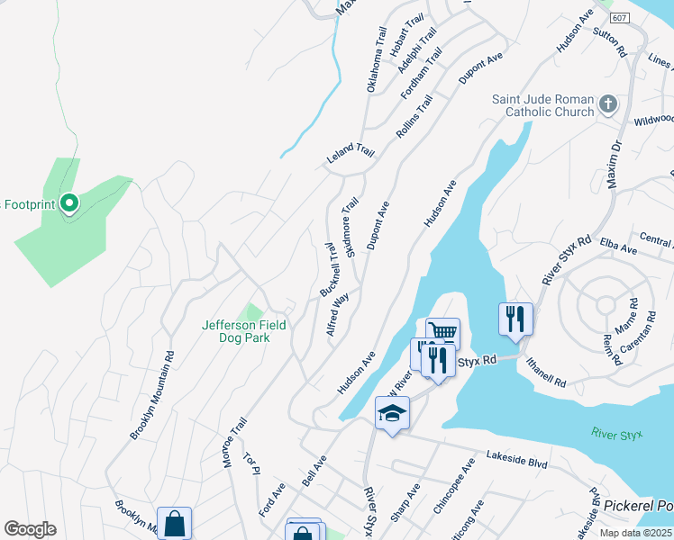map of restaurants, bars, coffee shops, grocery stores, and more near 116 Bucknell Trail in Hopatcong