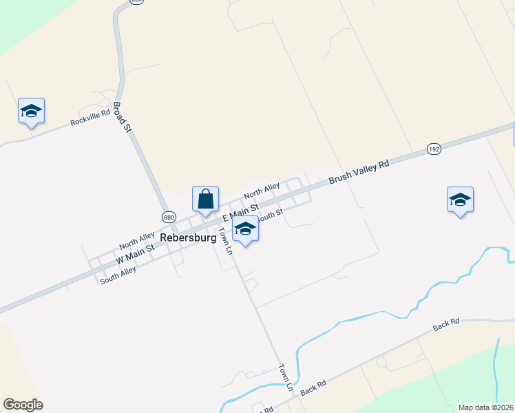 map of restaurants, bars, coffee shops, grocery stores, and more near Mulberry Street in Rebersburg