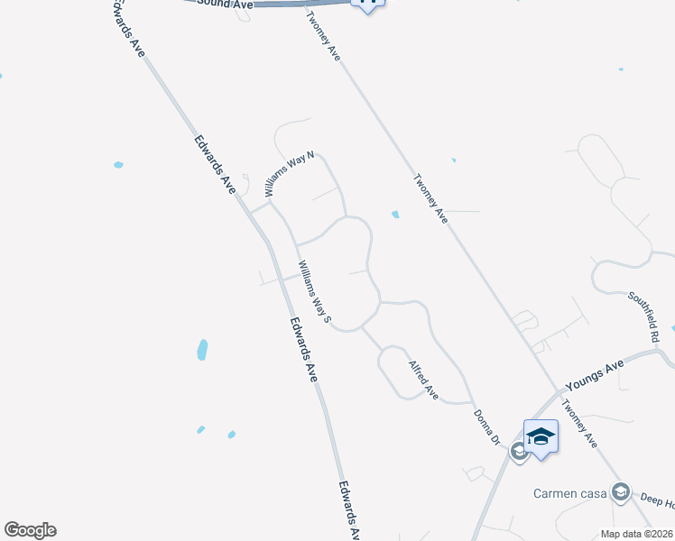 map of restaurants, bars, coffee shops, grocery stores, and more near 15 Kimberly Court in Calverton