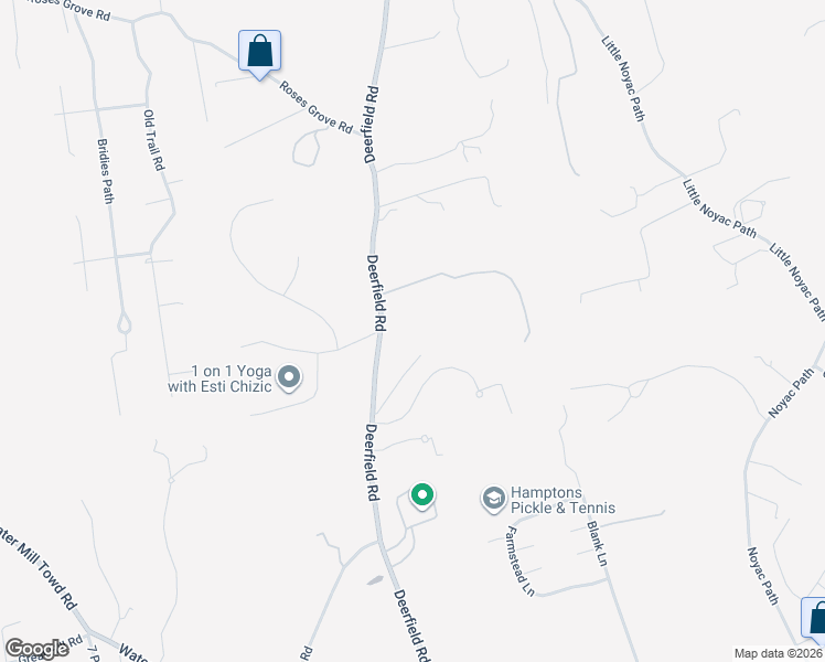 map of restaurants, bars, coffee shops, grocery stores, and more near 1445 Deerfield Road in Water Mill