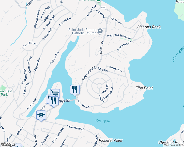 map of restaurants, bars, coffee shops, grocery stores, and more near 11 Corsica Road in Hopatcong