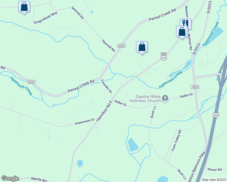 map of restaurants, bars, coffee shops, grocery stores, and more near 110 Foundry Street in Stroudsburg