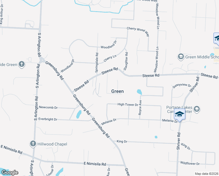 map of restaurants, bars, coffee shops, grocery stores, and more near 1364 Walnut Ridge Drive in Uniontown