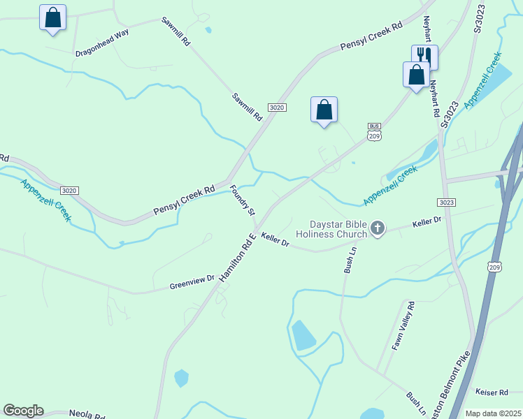 map of restaurants, bars, coffee shops, grocery stores, and more near 110 Foundry Street in Stroudsburg