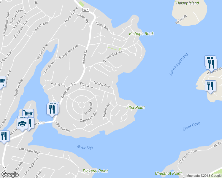map of restaurants, bars, coffee shops, grocery stores, and more near 6 Lakeland Drive in Hopatcong