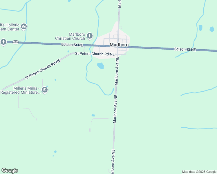 map of restaurants, bars, coffee shops, grocery stores, and more near 12037 Marlboro Avenue Northeast in Alliance