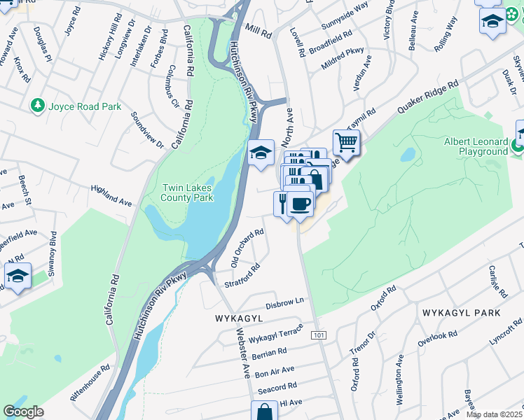map of restaurants, bars, coffee shops, grocery stores, and more near 1324 North Avenue in New Rochelle