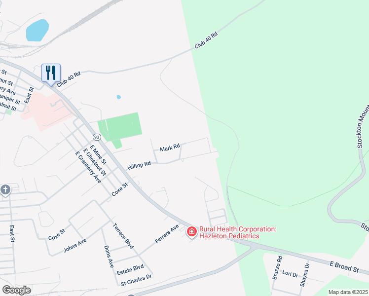 map of restaurants, bars, coffee shops, grocery stores, and more near 1045 Linda Lane in Hazleton