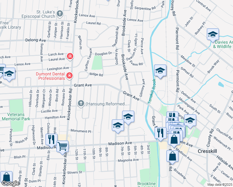 map of restaurants, bars, coffee shops, grocery stores, and more near 369 Jefferson Ave in Cresskill