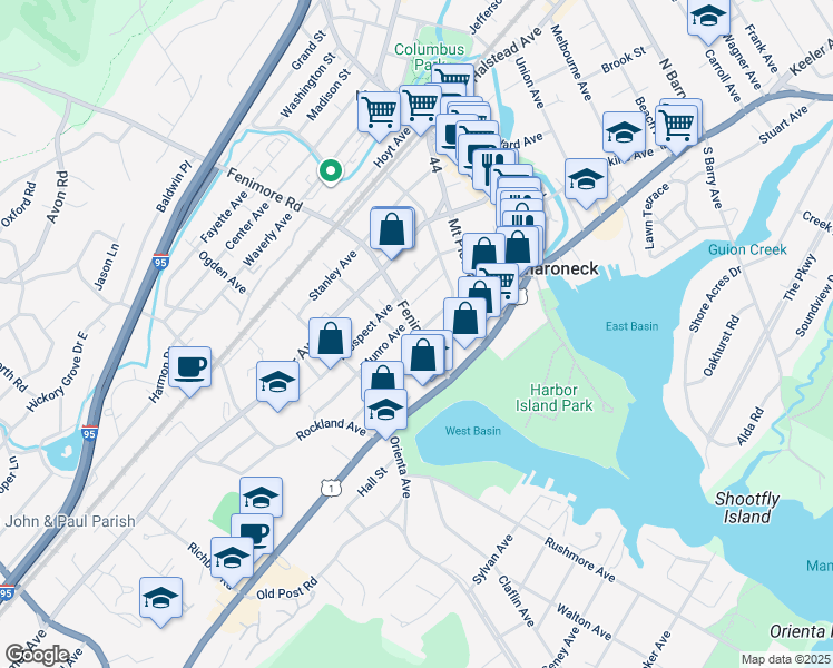 map of restaurants, bars, coffee shops, grocery stores, and more near 149 Fenimore Road in Mamaroneck
