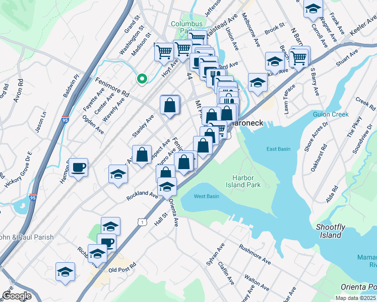 map of restaurants, bars, coffee shops, grocery stores, and more near 149 Fenimore Road in Mamaroneck