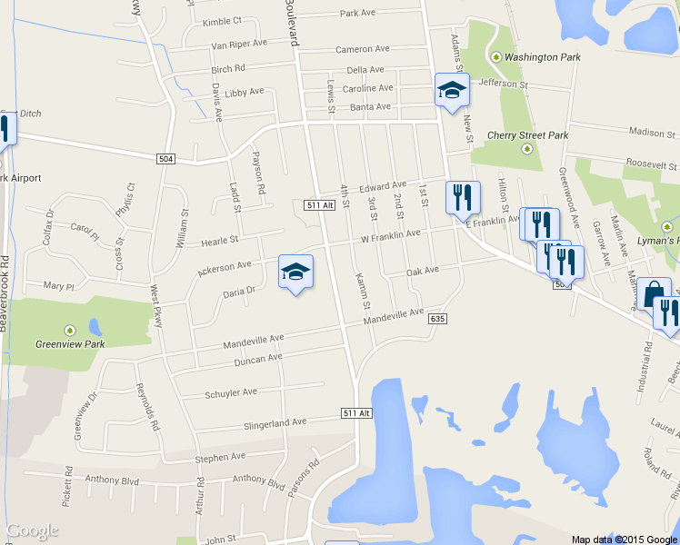 map of restaurants, bars, coffee shops, grocery stores, and more near 60 Boulevard in Pequannock