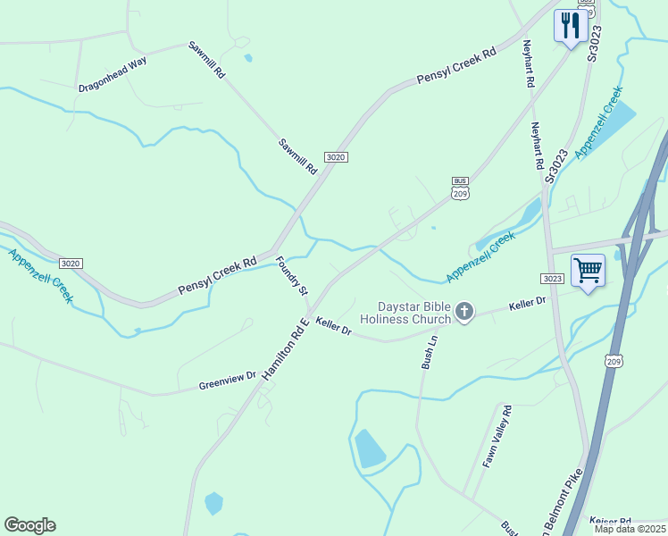 map of restaurants, bars, coffee shops, grocery stores, and more near 6013 U.S. 209 in Stroudsburg