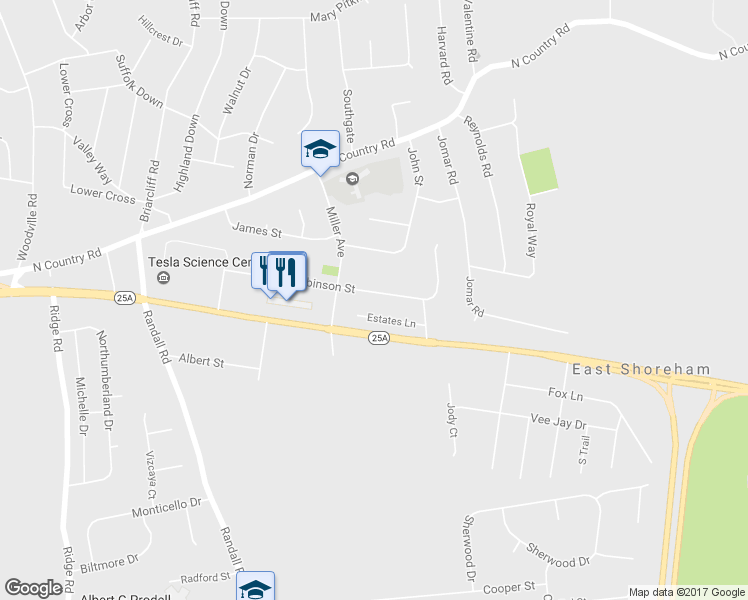 map of restaurants, bars, coffee shops, grocery stores, and more near 16 Robinson Street in Shoreham