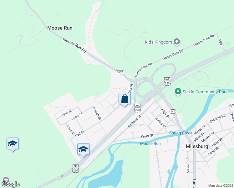 map of restaurants, bars, coffee shops, grocery stores, and more near 8 Sara Louise Lane in Bellefonte